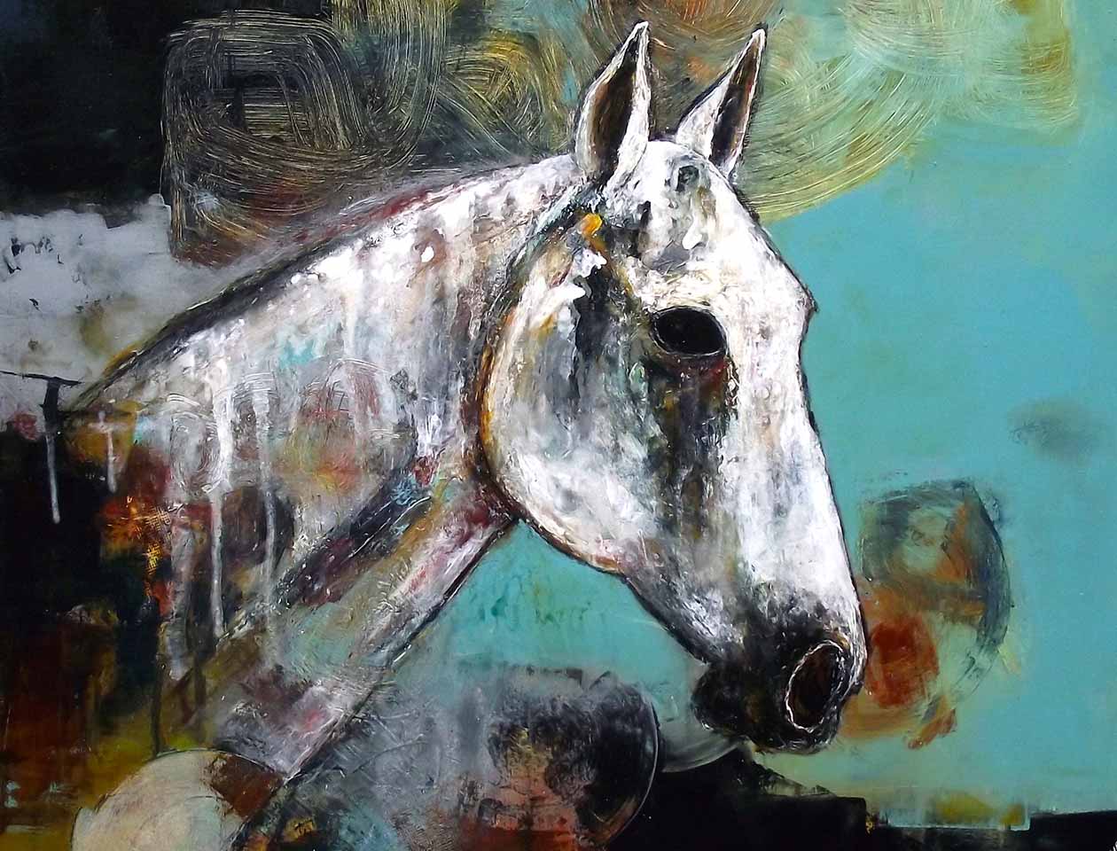 Profil cheval sous un ciel bleu